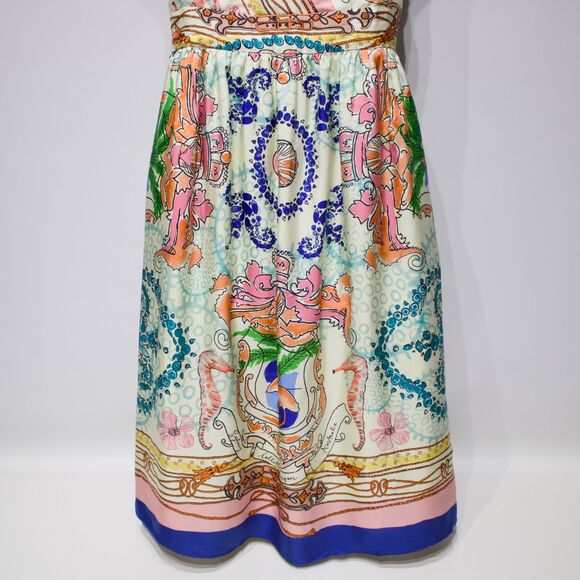 Anthropologie x Collette Dinnigan 100% Silk Midi Dress Shoulder Bows Women Sz. 2 - Picture 10 of 16